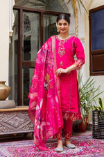 Dazzling Pink Color Viscose Fabric Designer Suit