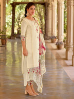 Dazzling Cream Color Viscose Fabric Designer Suit