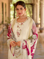 Dazzling Cream Color Viscose Fabric Designer Suit