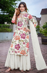 Divine Cream Color Viscose Fabric Designer Suit