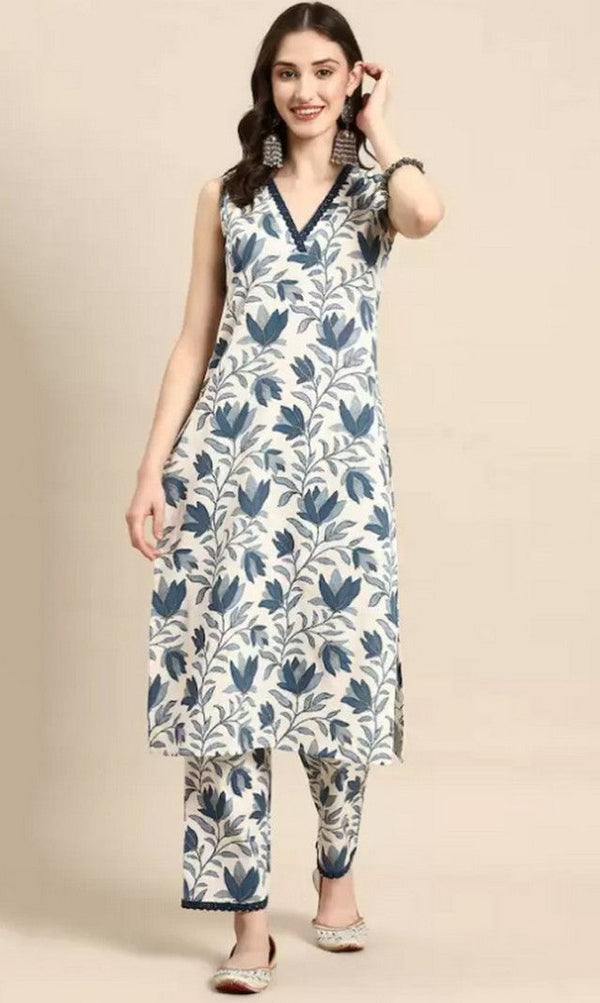 Divine White Color Viscose Fabric Designer Suit