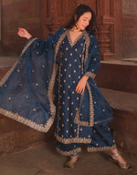 Divine Teal Color Viscose Fabric Designer Suit