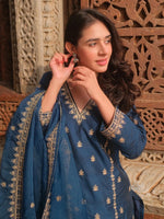 Divine Teal Color Viscose Fabric Designer Suit