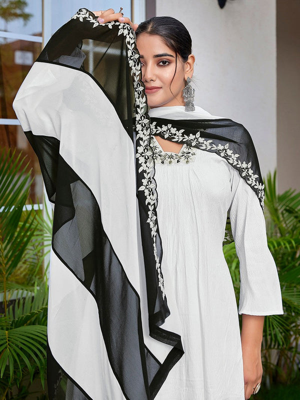 Divine White Color Viscose Fabric Designer Suit