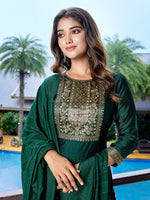 Divine Green Color Silk Fabric Designer Suit