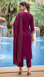 Divine Purple Color Silk Fabric Designer Suit