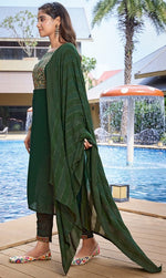 Divine Green Color Silk Fabric Designer Suit