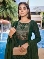 Divine Green Color Silk Fabric Designer Suit