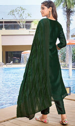 Divine Green Color Silk Fabric Designer Suit