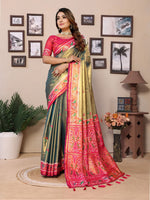 Lovely Grey Color Banarasi Fabric Partywear Saree