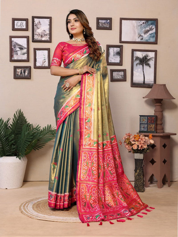 Lovely Grey Color Banarasi Fabric Partywear Saree