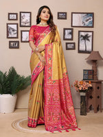 Lovely Yellow Color Banarasi Fabric Partywear Saree