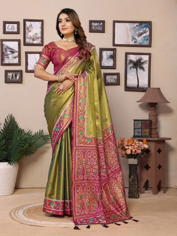 Lovely Green Color Banarasi Fabric Partywear Saree