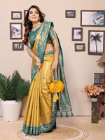 Lovely Mustard Color Banarasi Fabric Partywear Saree