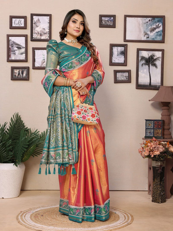 Lovely Red Color Banarasi Fabric Partywear Saree