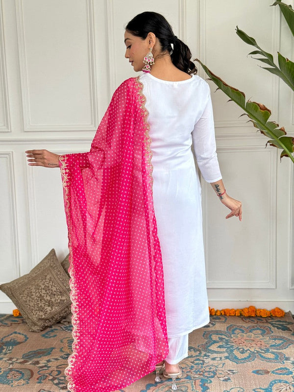 Amazing White Color Viscose Fabric Designer Suit