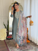 Amazing Green Color Viscose Fabric Designer Suit
