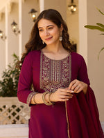 Amazing Maroon Color Rayon Fabric Designer Suit