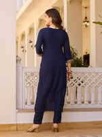 Amazing Navy Blue Color Rayon Fabric Designer Suit