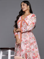 Divine Pink Color Georgette Fabric Designer Kurti With Bottom