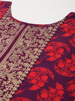 Divine Purple Color Crepe Fabric Designer Kurti With Bottom