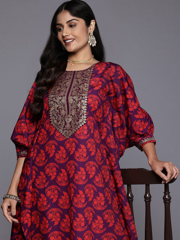 Divine Purple Color Crepe Fabric Designer Kurti With Bottom