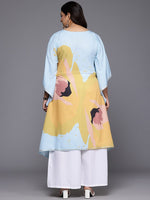 Divine Aqua Color Crepe Fabric Designer Kurti With Bottom