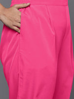 Divine Pink Color Crepe Fabric Designer Kurti With Bottom