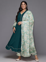 Divine Green Color Crepe Fabric Designer Kurti With Bottom