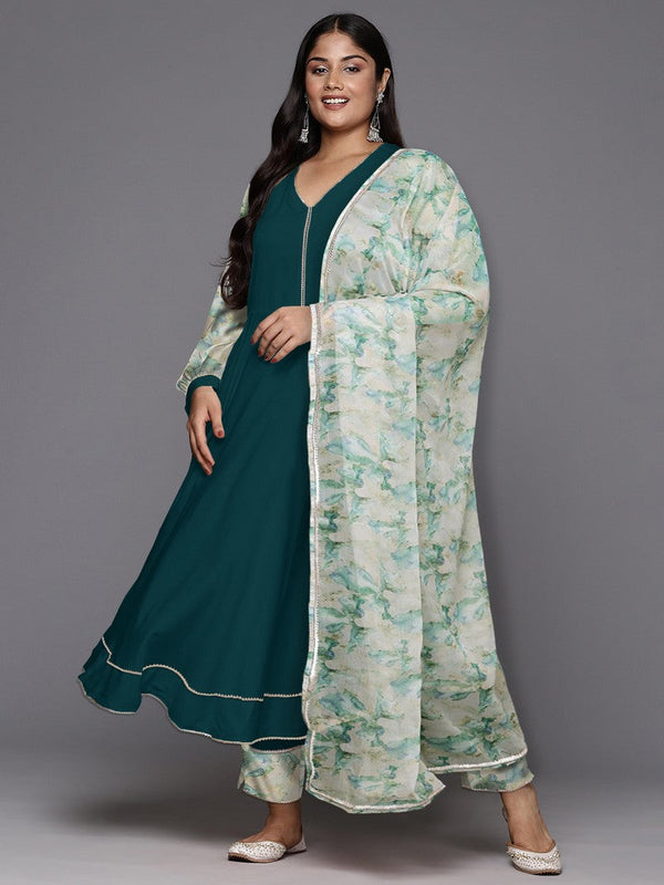 Divine Green Color Crepe Fabric Designer Kurti With Bottom