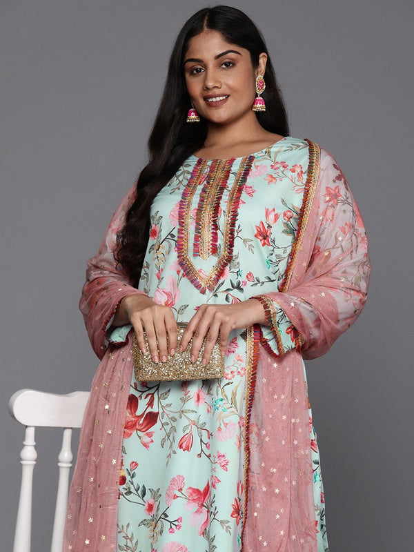Divine Green Color Crepe Fabric Designer Kurti With Bottom