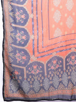 Divine Navy Blue Color Crepe Fabric Designer Kurti With Bottom