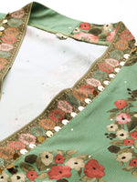 Divine Green Color Chanderi Fabric Designer Kurti
