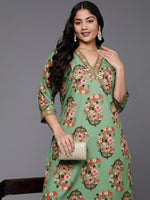 Divine Green Color Chanderi Fabric Designer Kurti