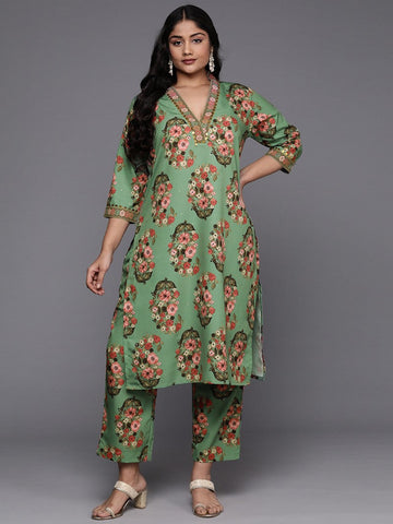 Divine Green Color Chanderi Fabric Designer Kurti