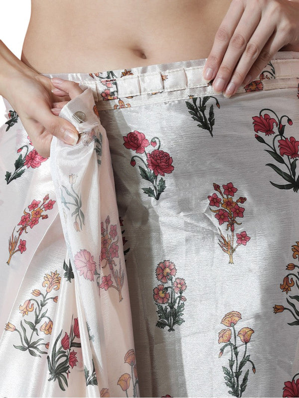 Amazing Cream Color Chinon Fabric Casual Saree