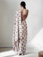 Amazing Cream Color Chinon Fabric Casual Saree