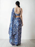 Amazing Blue Color Chinon Fabric Casual Saree