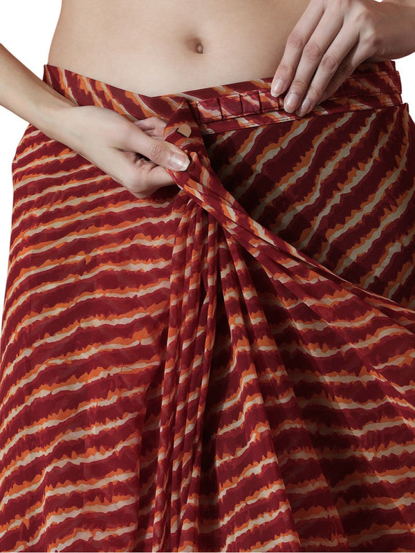 Amazing Red Color Chinon Fabric Casual Saree