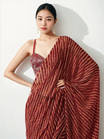 Amazing Red Color Chinon Fabric Casual Saree