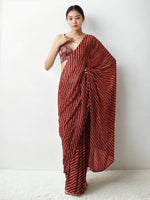 Amazing Red Color Chinon Fabric Casual Saree