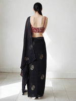 Amazing Navy Blue Color Chinon Fabric Casual Saree