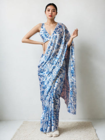 Amazing White Color Chinon Fabric Casual Saree