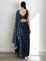 Amazing Navy Blue Color Chinon Fabric Casual Saree