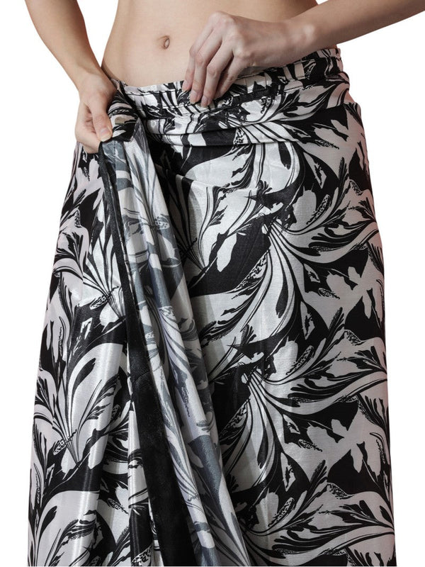 Lovely Black Color Chinon Fabric Casual Saree