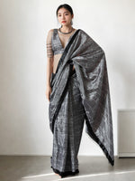 Lovely Black Color Chinon Fabric Casual Saree