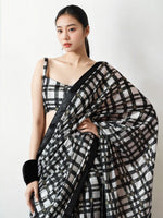 Lovely Black Color Chinon Fabric Casual Saree