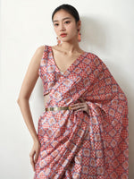 Lovely Red Color Chinon Fabric Casual Saree