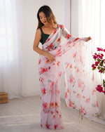Amazing Cream Color Organza Fabric Casual Saree