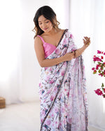Amazing White Color Chinon Fabric Casual Saree